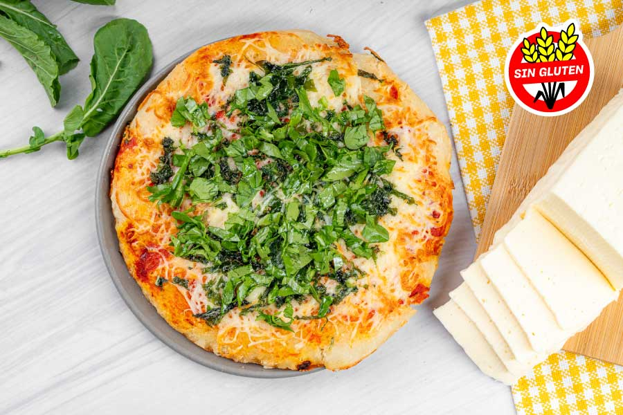 Pizza de Rúcula con masa a base de harina de arroz NatuFans