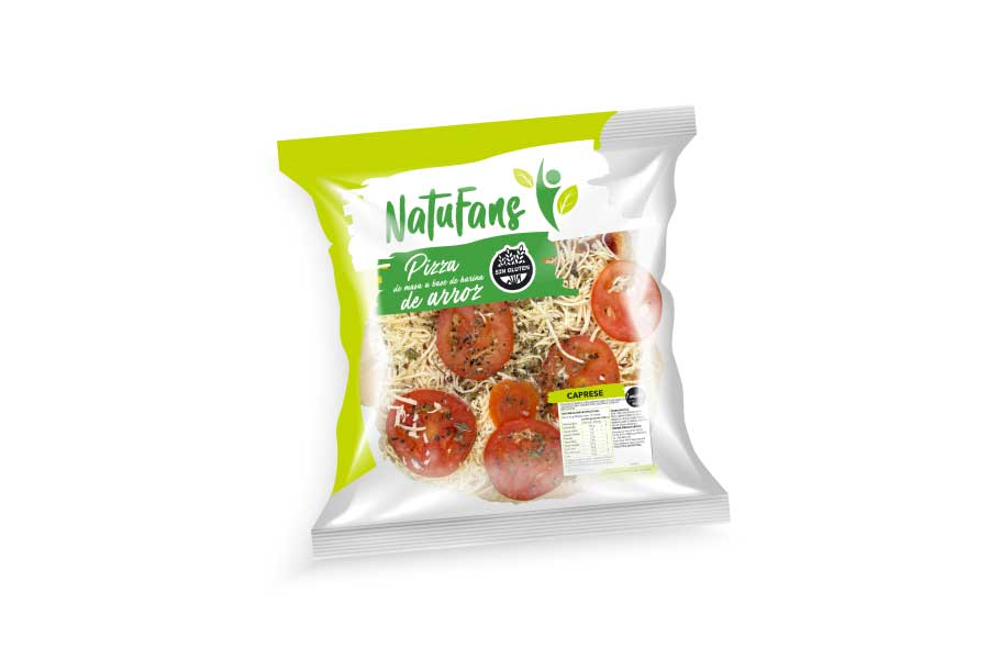 Pizza Caprese con masa a base de harina de arroz NatuFans
