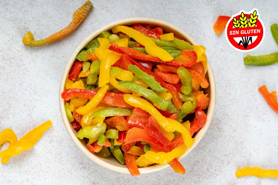 Pimiento tricolo en juliana Tiempo Verde